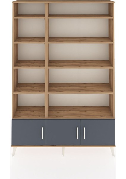 Arges Dolap 10 Raflı 3 Kapaklı 132X30X195 Çam-Antrasit/çam