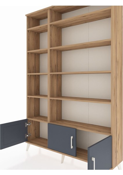 Arges Dolap 10 Raflı 3 Kapaklı 132X30X195 Çam-Antrasit/çam fırsatları