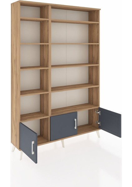 Arges Dolap 10 Raflı 3 Kapaklı 132X30X195 Çam-Antrasit/çam indirimleri