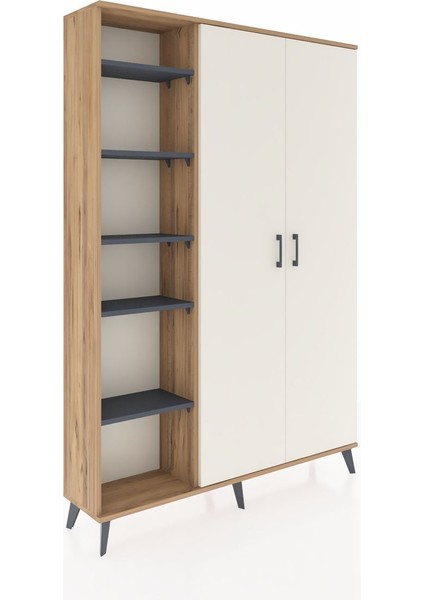 Arges Dolap 7 Raflı 2 Kapaklı Tek Askılı 132X30X195 Çam-Aytaşı/antrasit fiyatları