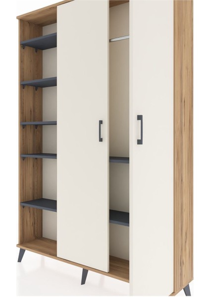 Arges Dolap 7 Raflı 2 Kapaklı Tek Askılı 132X30X195 Çam-Aytaşı/antrasit fırsatları