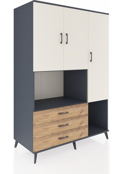 Kronos Dolap 6 Raflı 3 Çekmeceli 3 Kapaklı 132X59X195 Antrasit-Aytaşı/çam fiyatları