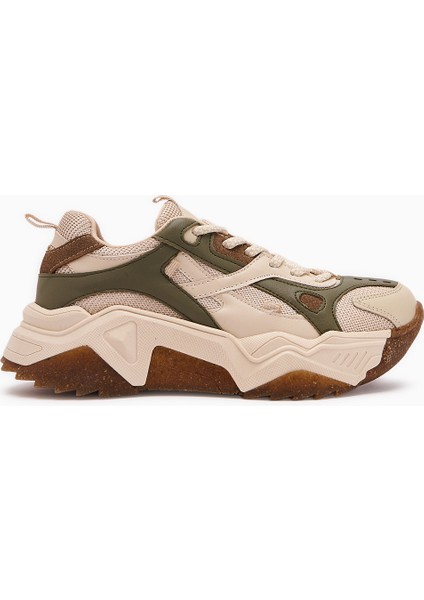 Daysi Haki Bej Kalın Tabanlı Spor Ayakkabı Kadın Sneakers fiyatları