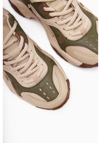 Daysi Haki Bej Kalın Tabanlı Spor Ayakkabı Kadın Sneakers fırsatları