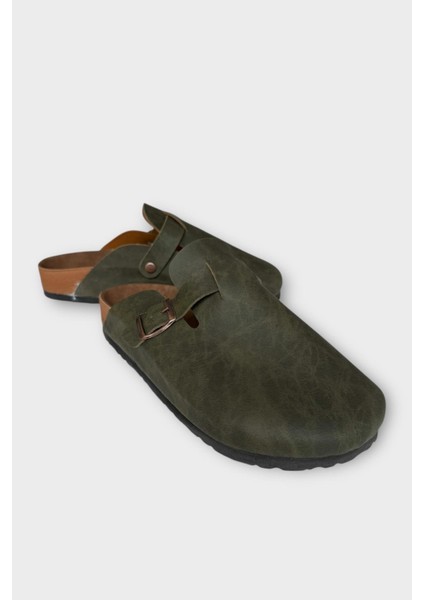 Unisex Toka Detaylı Mantar Anatomik Tabanlı Terlik Haki - Bej fiyatları