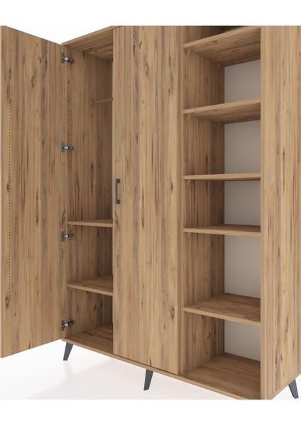 Hyperion Dolap 7 Raflı 2 Kapaklı Tek Askılı 132X44X195 Çam-Çam/aytaşı fırsatları