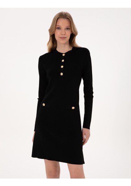 Kadın Siyah A Kesim Triko Elbise 50311039-VR046 fiyatları