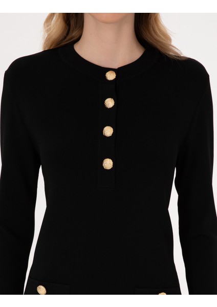 Kadın Siyah A Kesim Triko Elbise 50311039-VR046 indirimleri