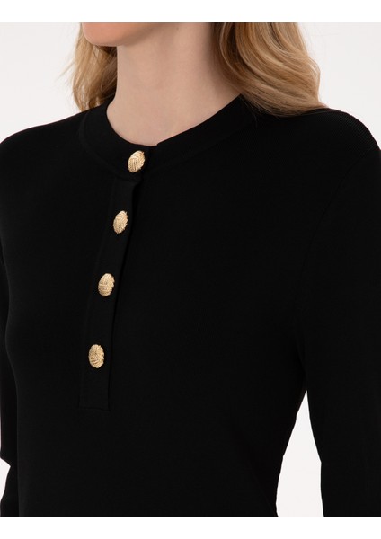 Kadın Siyah A Kesim Triko Elbise 50311039-VR046