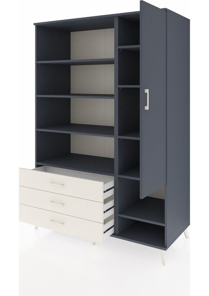 Kronos Dolap 9 Raflı 3 Çekmeceli Tek Kapaklı 132X59X195 Antrasit-Antrasit/aytaşı modelleri