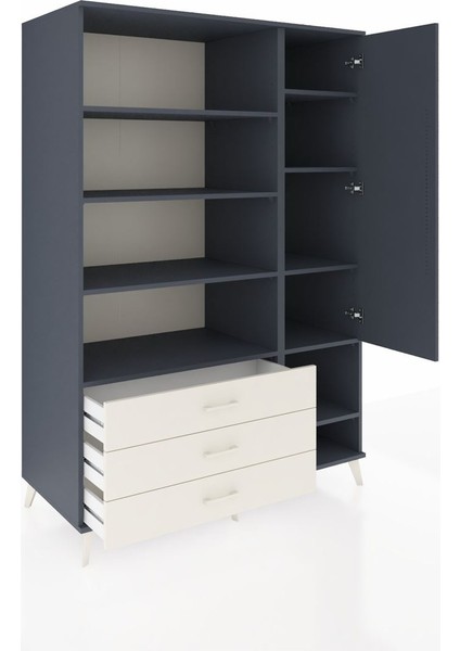 Kronos Dolap 9 Raflı 3 Çekmeceli Tek Kapaklı 132X59X195 Antrasit-Antrasit/aytaşı indirimleri