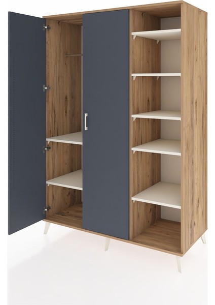 Kronos Dolap 7 Raflı 2 Kapaklı Tek Askılı 132X59X195 Çam-Antrasit/aytaşı modelleri