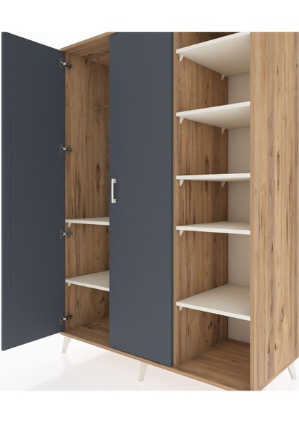 Kronos Dolap 7 Raflı 2 Kapaklı Tek Askılı 132X59X195 Çam-Antrasit/aytaşı fırsatları