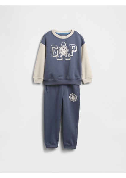Erkek Bebek Mavi Varsity Logo Sweat Set