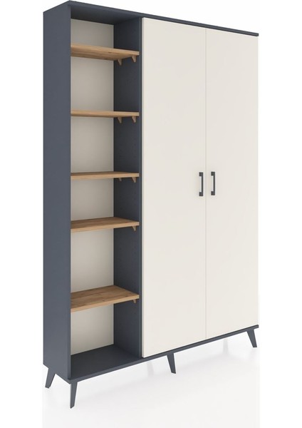 Arges Dolap 7 Raflı 2 Kapaklı Tek Askılı 132X30X195 Antrasit-Aytaşı/çam fiyatları