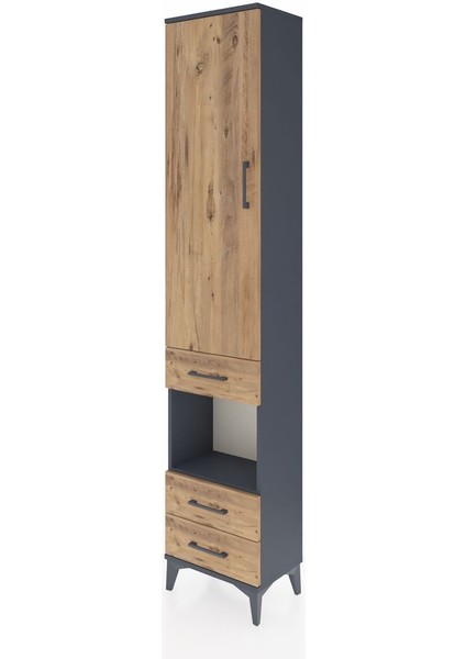 Arges Dolap 3 Raflı 3 Çekmeceli Tek Askılı 44X30X221 Antrasit-Çam modelleri