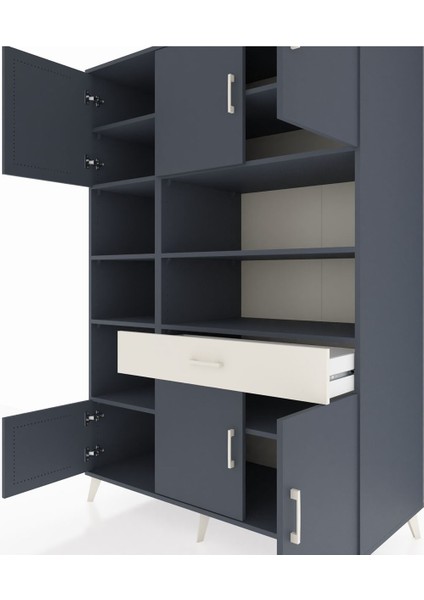 Kronos Dolap 10 Raflı Tek Çekmeceli 6 Kapaklı 132X59X195 Antrasit-Antrasit/aytaşı fırsatları