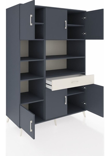 Kronos Dolap 10 Raflı Tek Çekmeceli 6 Kapaklı 132X59X195 Antrasit-Antrasit/aytaşı indirimleri