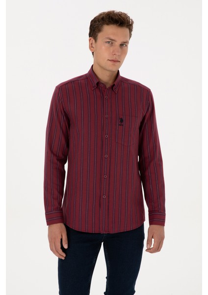Erkek Bordo Gömlek Desenli 50308505-VR014