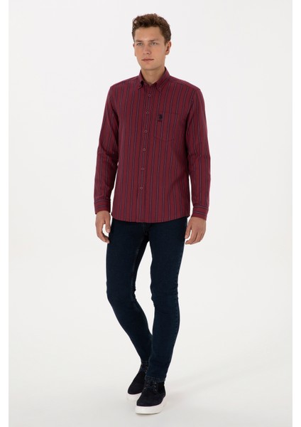 Erkek Bordo Gömlek Desenli 50308505-VR014 fırsatları