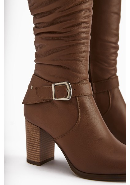 Ting Hakiki Deri Taba Toka Detaylı Kadın Topuklu Çizme fırsatları