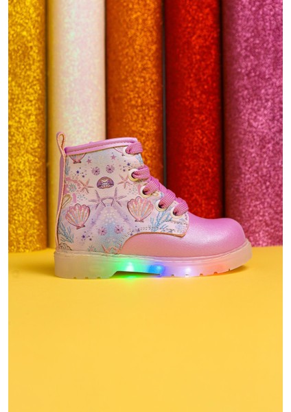 Gifty Lila Deniz Canlısı Baskılı Bağcıklı Işıklı Bebe Bot modelleri