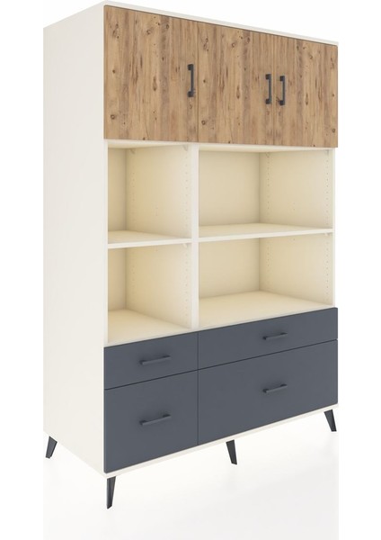 Kronos Dolap 8 Raflı 4 Çekmeceli 3 Kapaklı 132X59X195 Aytaşı-Çam/antrasit fiyatları