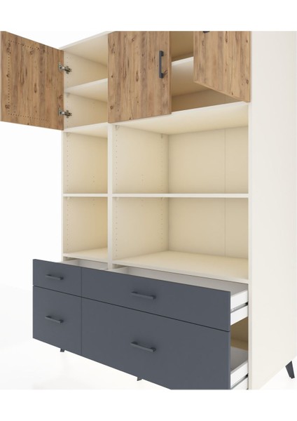 Kronos Dolap 8 Raflı 4 Çekmeceli 3 Kapaklı 132X59X195 Aytaşı-Çam/antrasit fırsatları