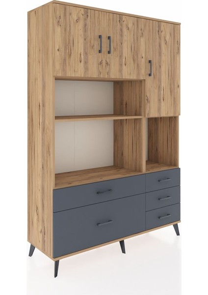 Hyperion Dolap 8 Raflı 5 Çekmeceli 3 Kapaklı 132X44X195 Çam-Çam/antrasit fiyatları