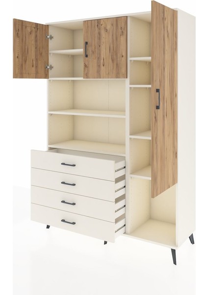 Hyperion Dolap 8 Raflı 4 Çekmeceli 3 Kapaklı 132X44X195 Aytaşı-Çam/aytaşı modelleri