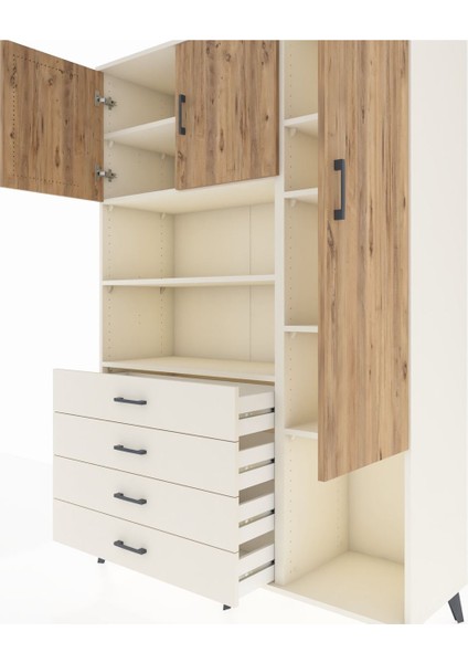 Hyperion Dolap 8 Raflı 4 Çekmeceli 3 Kapaklı 132X44X195 Aytaşı-Çam/aytaşı fırsatları