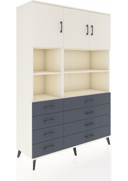 Hyperion Dolap 8 Raflı 8 Çekmeceli 3 Kapaklı 132X44X195 Aytaşı-Aytaşı/antrasit fiyatları