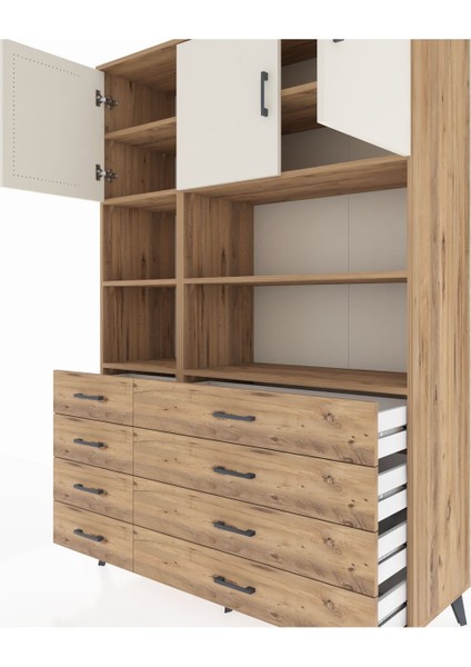 Hyperion Dolap 8 Raflı 8 Çekmeceli 3 Kapaklı 132X44X195 Çam-Aytaşı/çam fırsatları