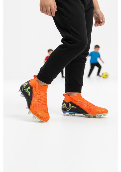 Turuncu Siyah Bilekten Çoraplı Erkek Çocuk Krampon FK-252-153 F