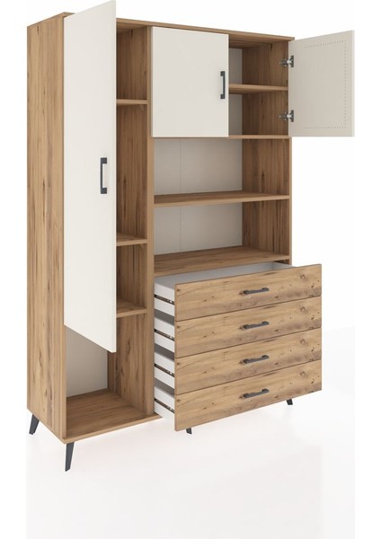 Hyperion Dolap 7 Raflı 4 Çekmeceli 3 Kapaklı 132X44X195 Çam-Aytaşı/çam indirimleri