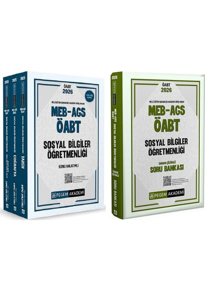 Pegem 2026 Öabt Meb-Ags Sosyal Bilgiler Öğretmenliği Konu Anlatımlı + Soru Bankası 2 Li Set Pegem Akademi Yayınları
