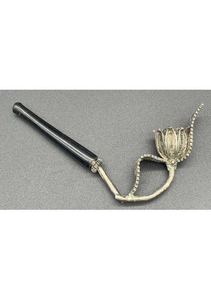 Eski Dönem Telkari Işçiliği Aykırı Formda Gümüş Sigara Ağızlığı AOB3000