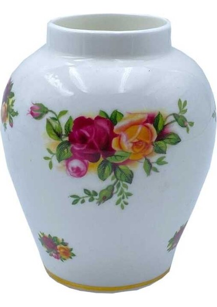 Çiçek Desenli Porselen Vazo AOB1655