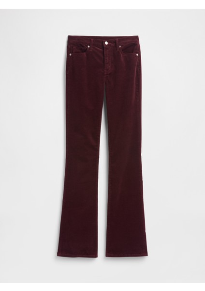 Kadın Bordo Mid Rise Universal Baby Boot Kadife Pantolon fiyatları
