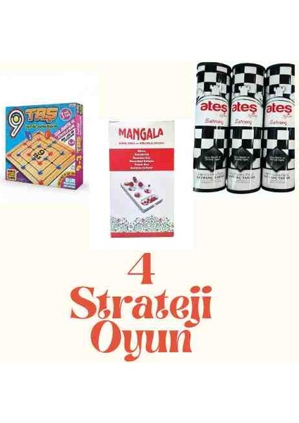 4 Strateji Oyun ( Satranç - 9taş 3taş- Mangala)