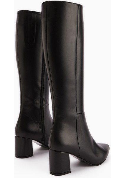 Velma Hakiki Deri Siyah Topuklu Kadın Çizme indirimleri