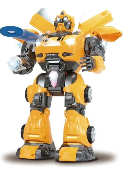 Uzaktan Kumandalı Disk Atan Sesli Işıklı Dev Bumblebee Robot 40 cm