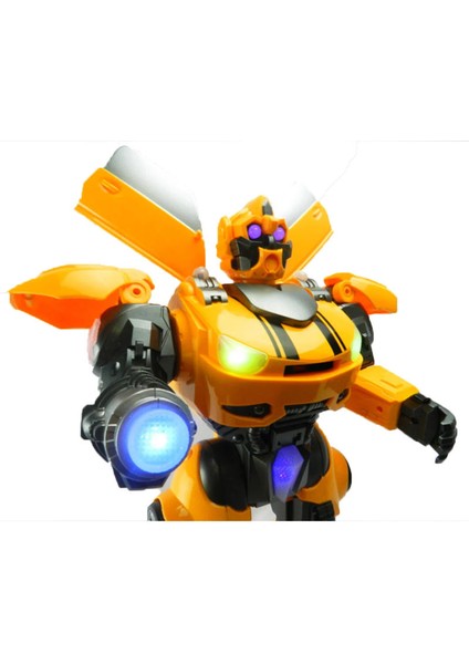 Uzaktan Kumandalı Disk Atan Sesli Işıklı Dev Bumblebee Robot 40 cm fiyatları