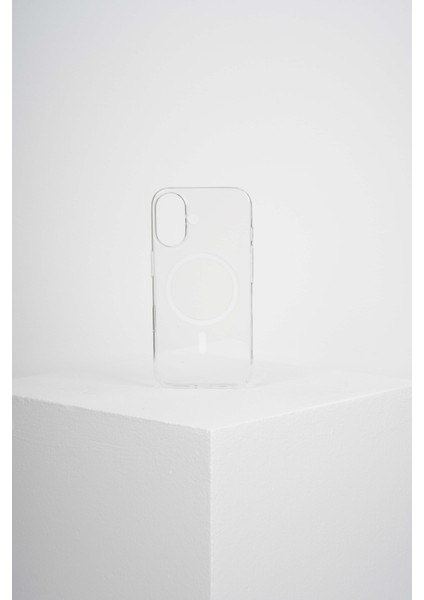 Noble Iphone 16 Kılıf Magsafe Özellikli Şeffaf Sert Pc Embos Kapak