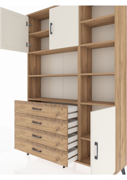 Arges Dolap 9 Raflı 4 Çekmeceli 3 Kapaklı 132X30X195 Çam-Aytaşı/çam fırsatları