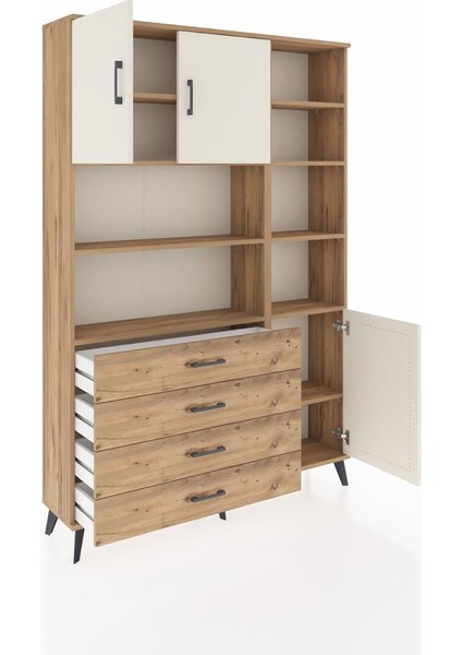 Arges Dolap 9 Raflı 4 Çekmeceli 3 Kapaklı 132X30X195 Çam-Aytaşı/çam indirimleri