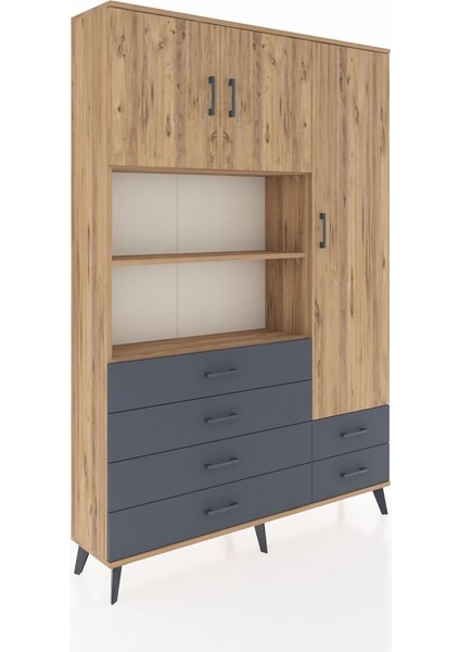 Arges Dolap 9 Raflı 6 Çekmeceli 3 Kapaklı 132X30X195 Çam-Çam/antrasit fiyatları