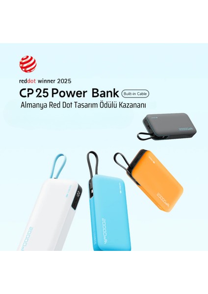 25 Powerbank 20000 Mah 55 W Pd3.0 Hızlı Şarj | 2 Port Type-C + Usb-A | Laptop, Iphone, Samsung Uyumlu fiyatları