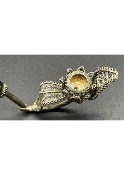 Eski Dönem Telkari Işçiliği Aykırı Formda Gümüş Sigara Ağızlığı AOB3000 fırsatları