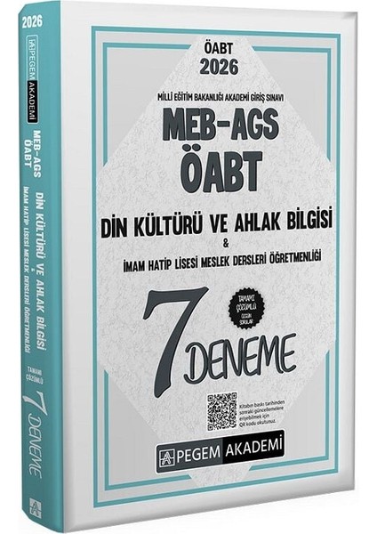 Pegem 2026 Öabt Meb-Ags Din Kültürü ve Ahlak Bilgisi Öğretmenliği 7 Deneme Çözümlü Pegem Akademi Yayınları
